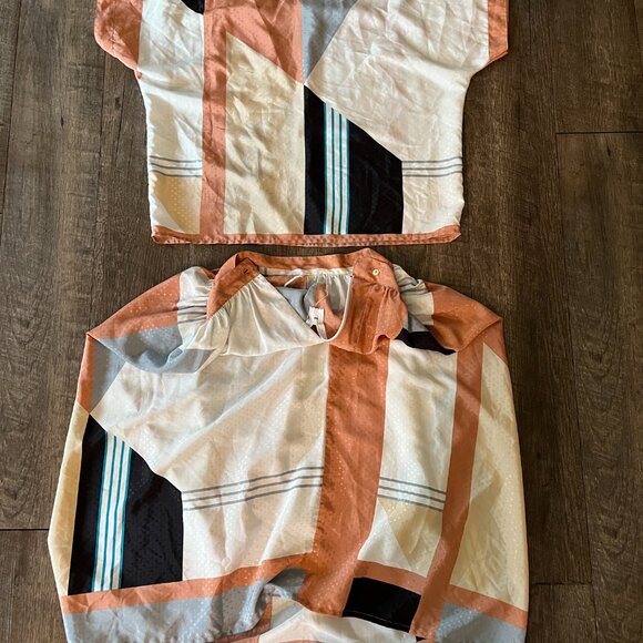 Vintage 80s Working Lady's Dress Womens Geometric Midi 2 Piece Stuart Lang s/8 - Picture 11 of 14